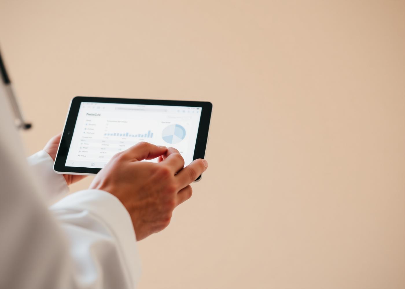 Physician reviewing eligibility data on tablet